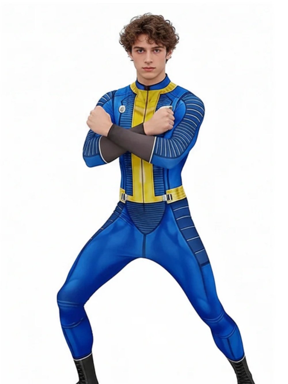 Blue and yellow jumpsuit Vault 76 Dweller cosplay costume